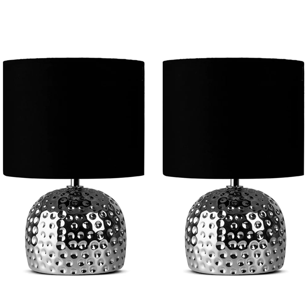 KONSIMO 2er Set Tischlampen, silber Schwarz Keramik