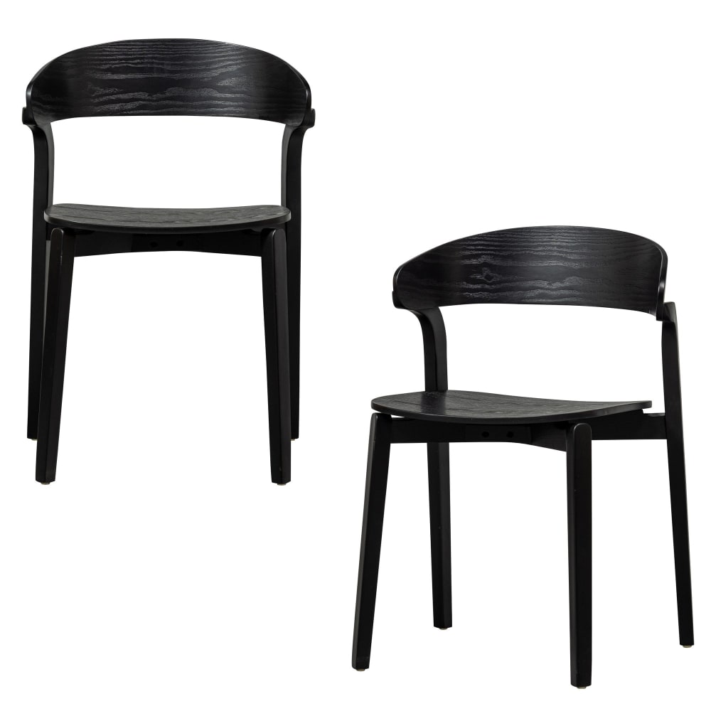 WOOOD 2er Set Esszimmerstühle aus Birkenholz, Schwarz style modern Schwarz