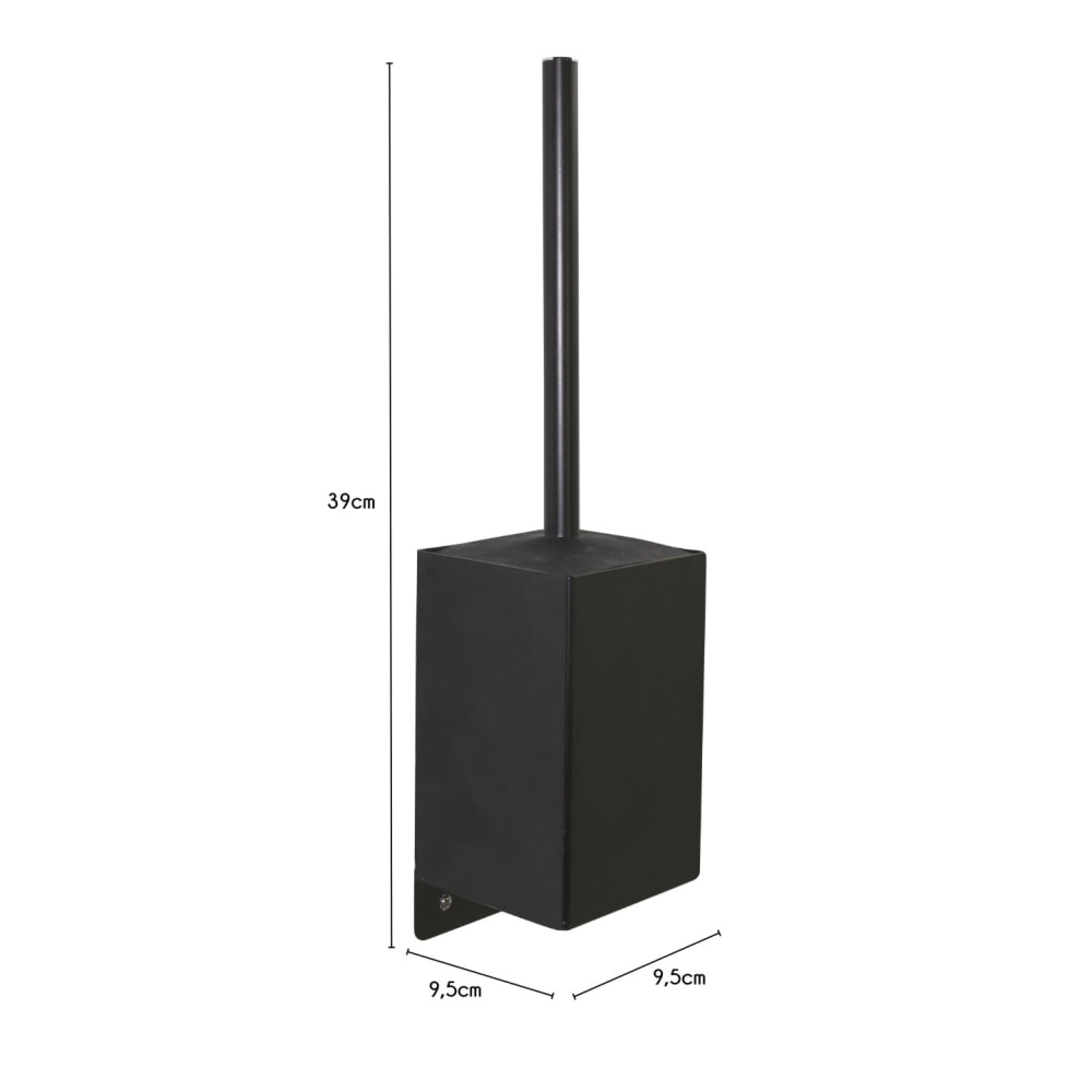 Brosse wc murale en métal noir 9,5 x 9,5 x 39 cm - Maisons du Monde