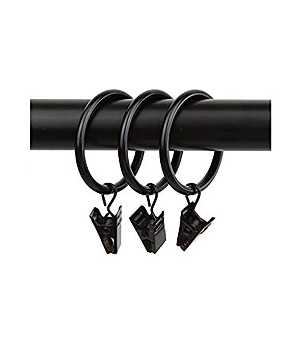 10 anneaux pour rideaux avec pince ø 35mm noir
