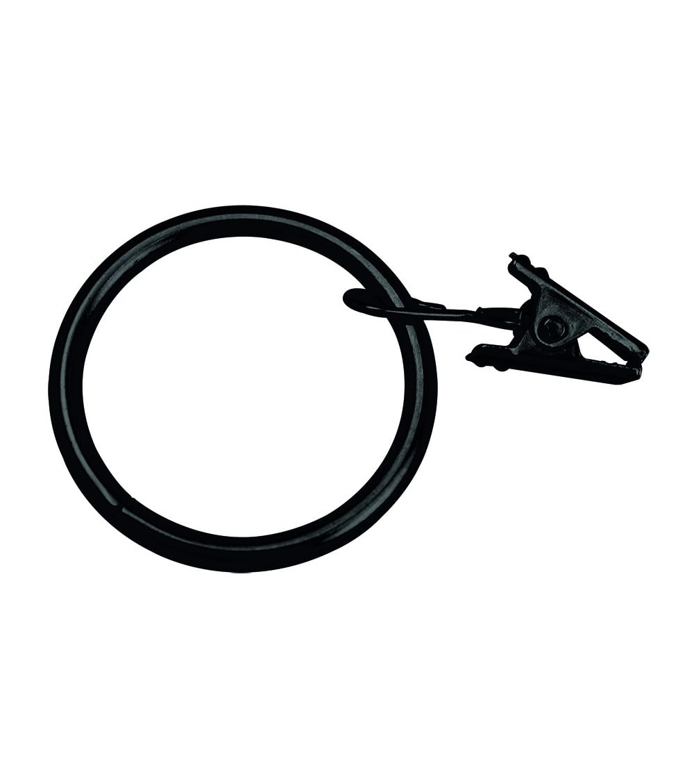 10 anneaux pour rideaux avec pince ø 35mm noir - Maisons du Monde