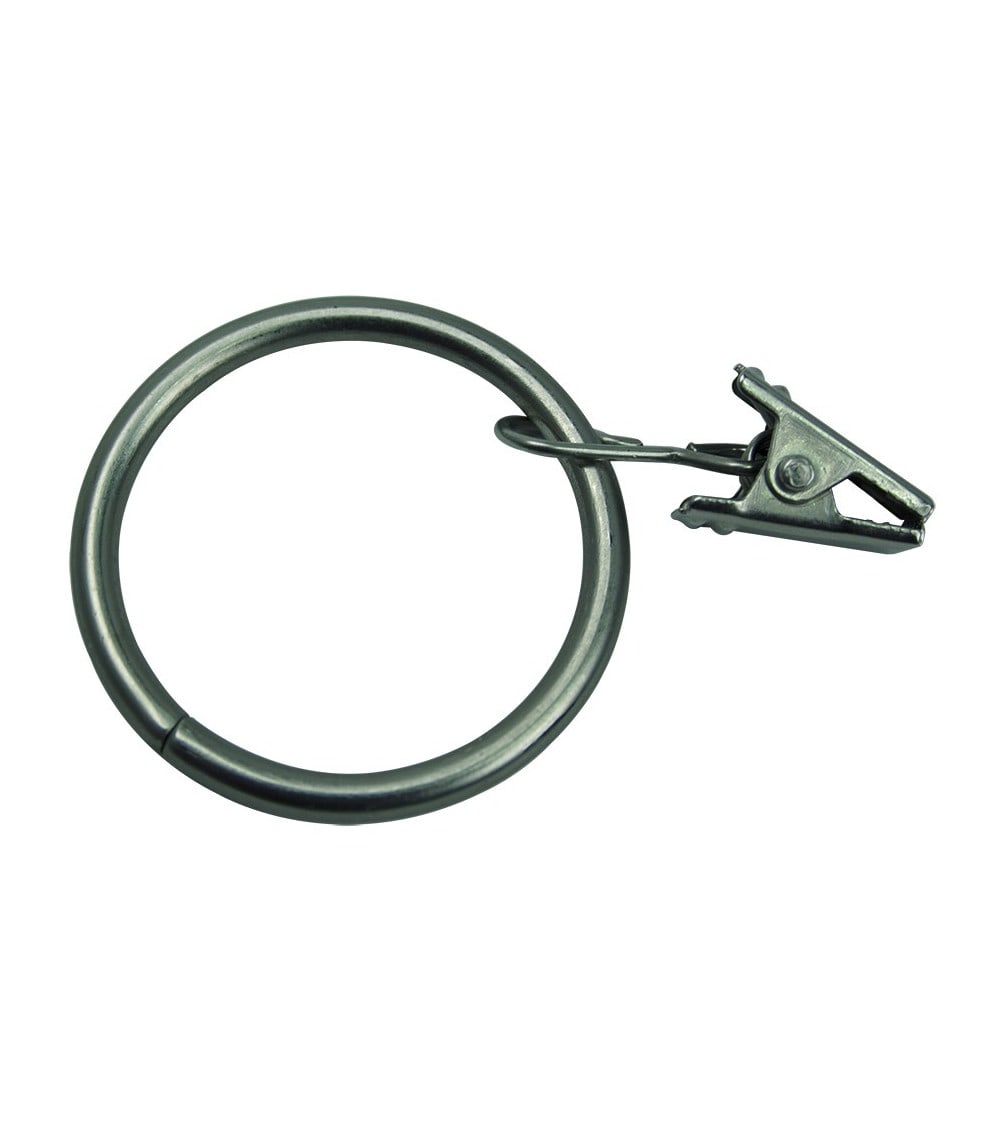 10 anneaux pour rideaux avec pince ø 35mm argenté - Maisons du Monde