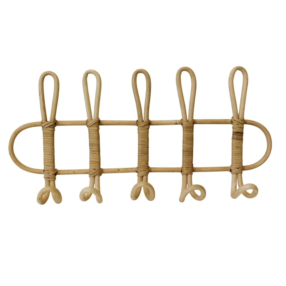 Box & beyond Porte manteaux mural en rotin naturel 53,5 x 8 x 25,5 cm style campagne Marron