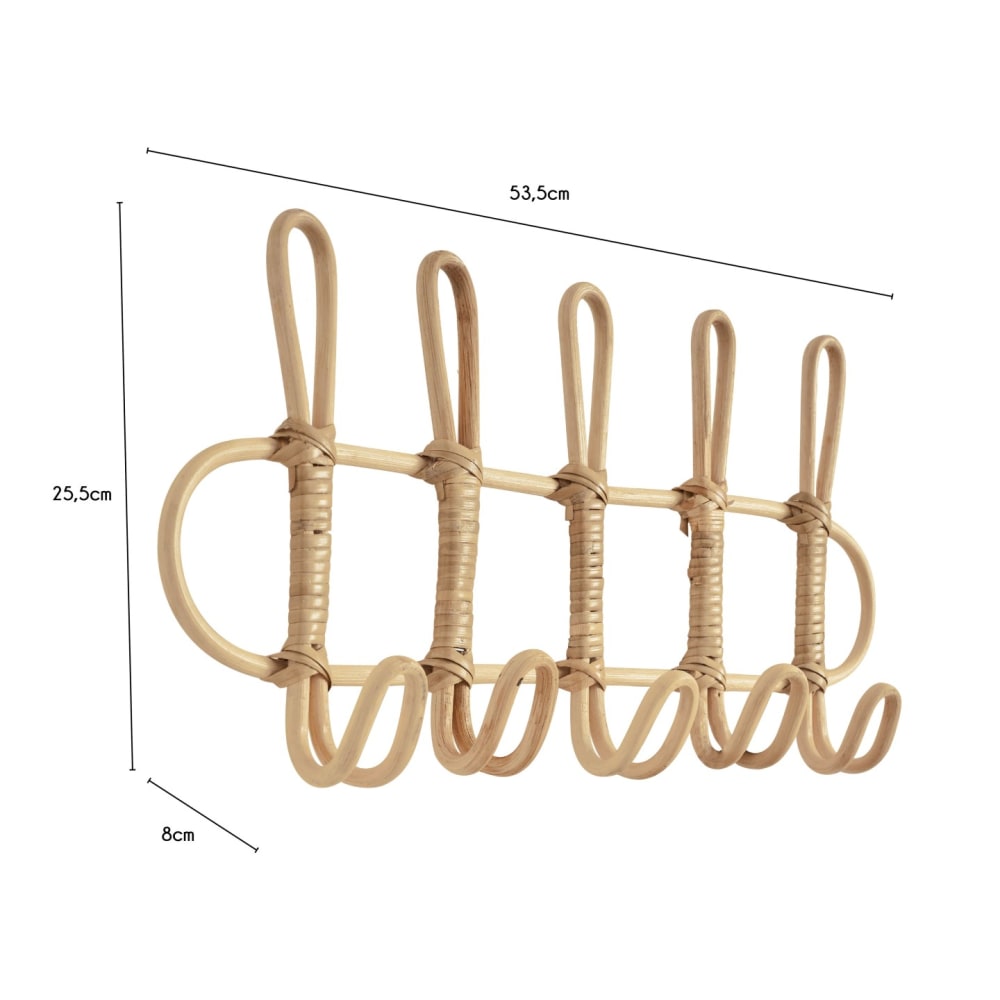 Porte manteaux mural en rotin naturel 53,5 x 8 x 25,5 cm - Maisons du Monde