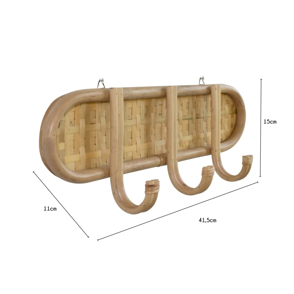 Porte-manteaux mural en rotin et bambou naturel 41,5 x 11 x 15 cm - Maisons du Monde