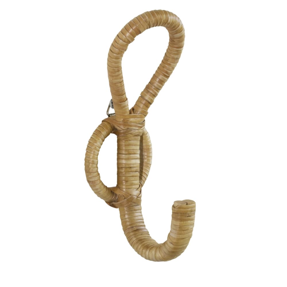 Porte-manteaux mural en rotin naturel 7 x 8 x 19 cm
