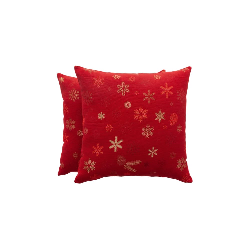 Lote 2 fundas cojín navidad jacquard algodón rojo 45x45 cm