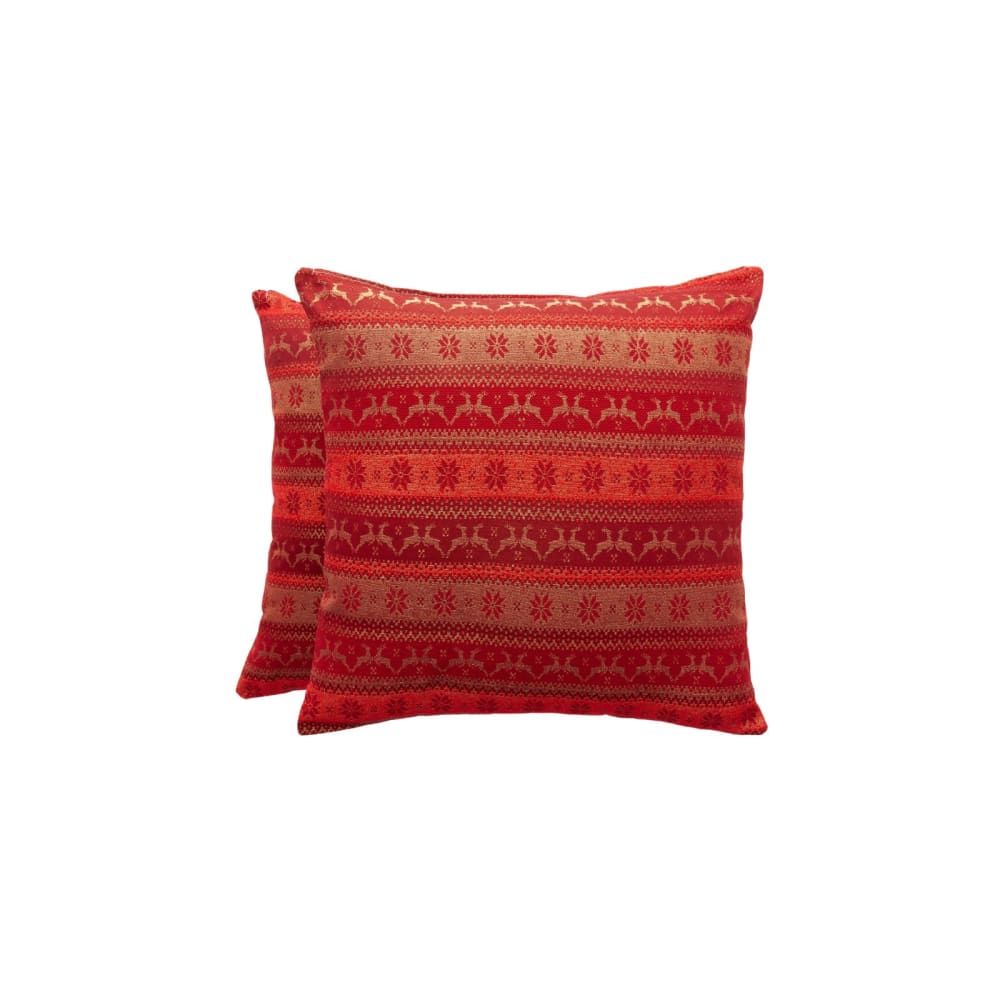 Lote 2 fundas cojín navidad jacquard algodón rojo 45x45 cm