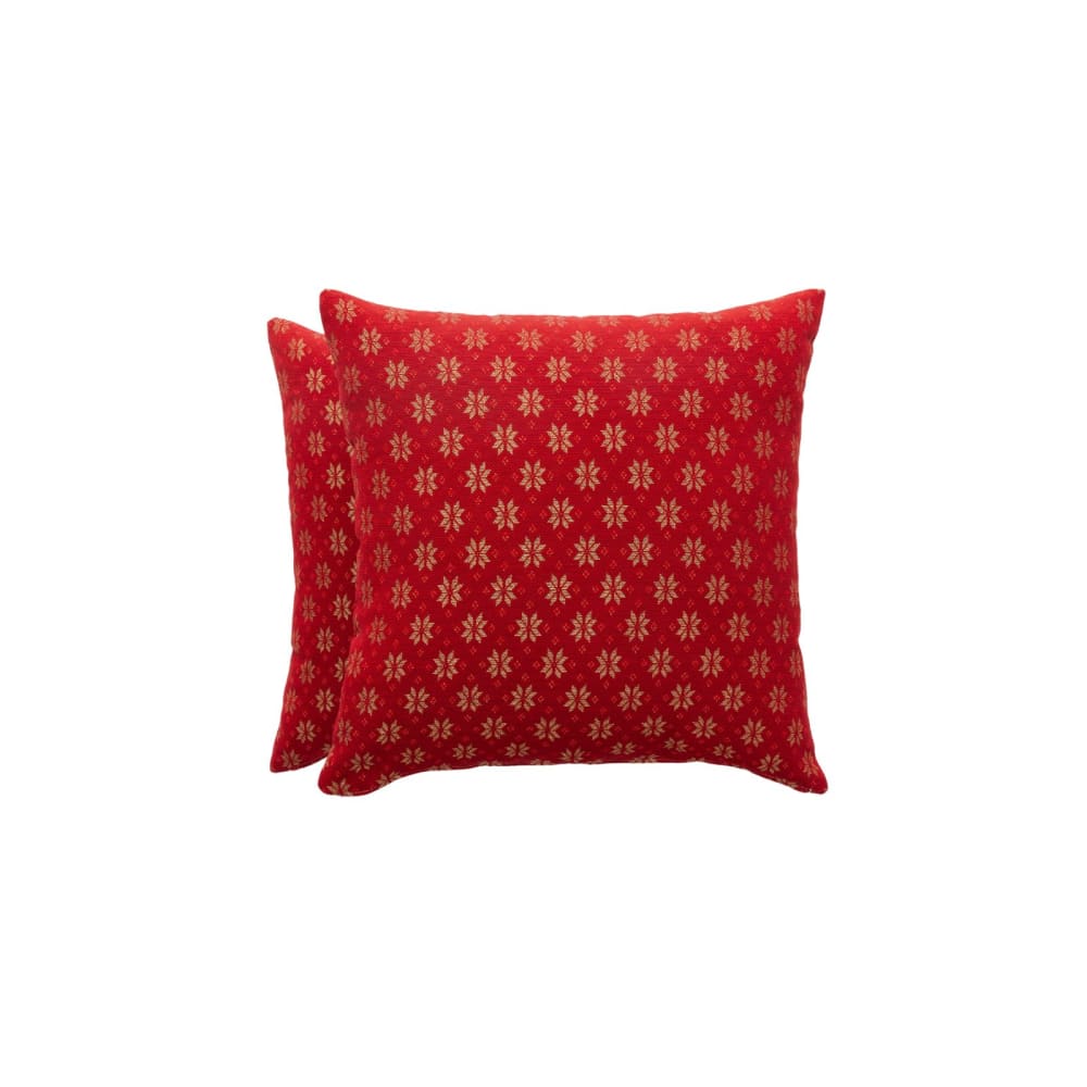Lote 2 fundas cojín navidad jacquard algodón rojo 45x45 cm
