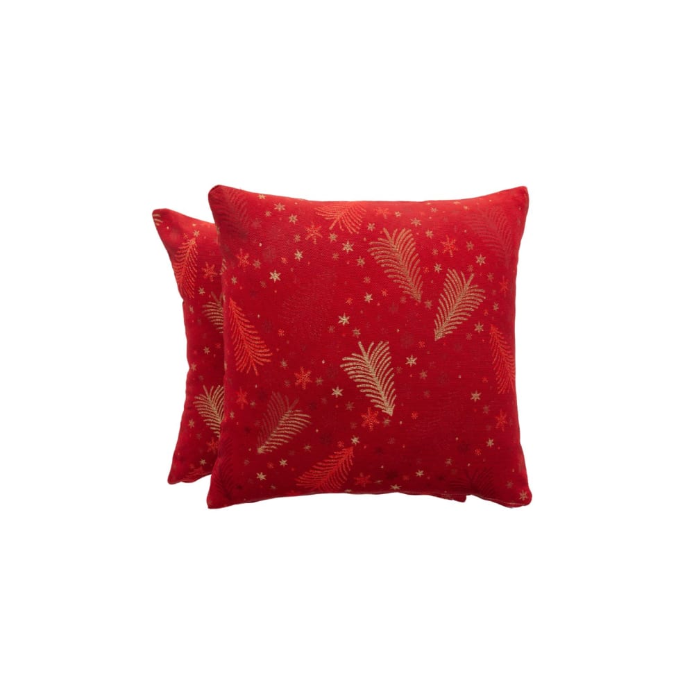 Lote 2 fundas cojín navidad jacquard algodón rojo 45x45 cm