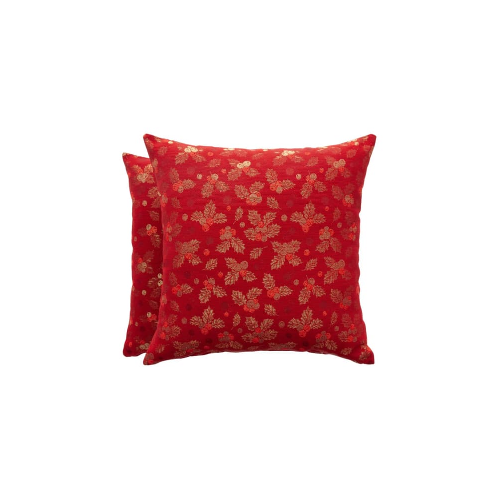 Lote 2 fundas cojín navidad jacquard algodón rojo 45x45 cm