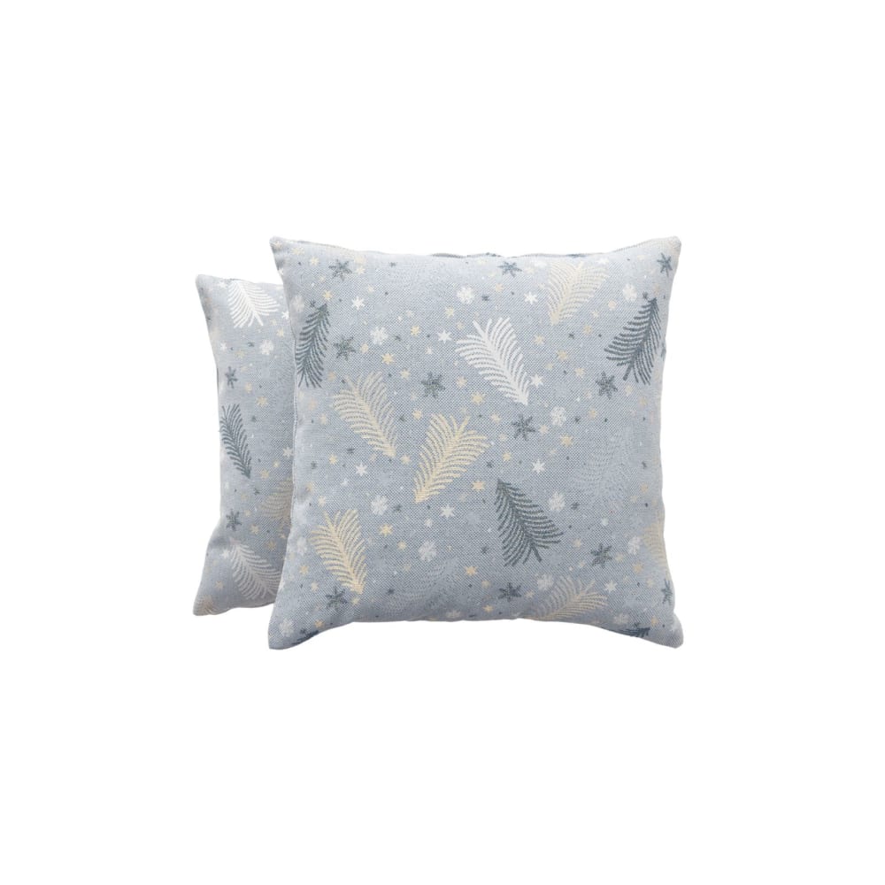 Lote 2 fundas cojín navidad jacquard algodón azul y oro 45x45 cm