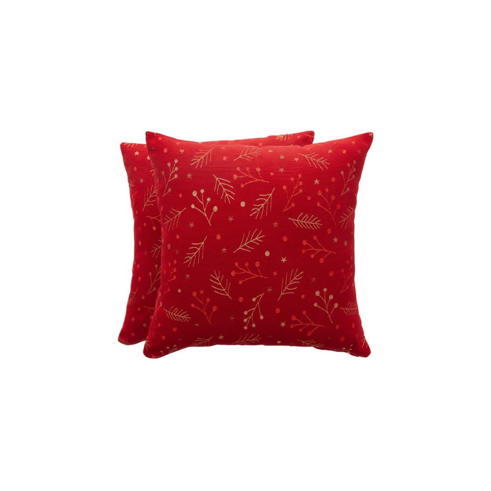 Lote 2 fundas cojín navidad jacquard algodón rojo 45x45 cm