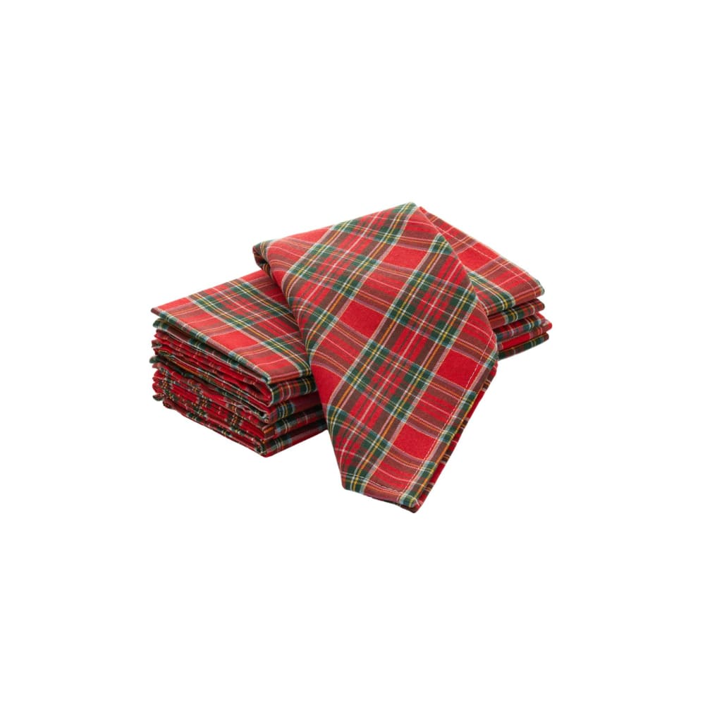 Lote de 6 servilletas navidad tela algodón, rojo 45x45 cm