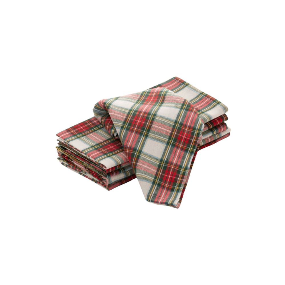 Lote de 6 servilletas navidad tela algodón, blanco 45x45 cm