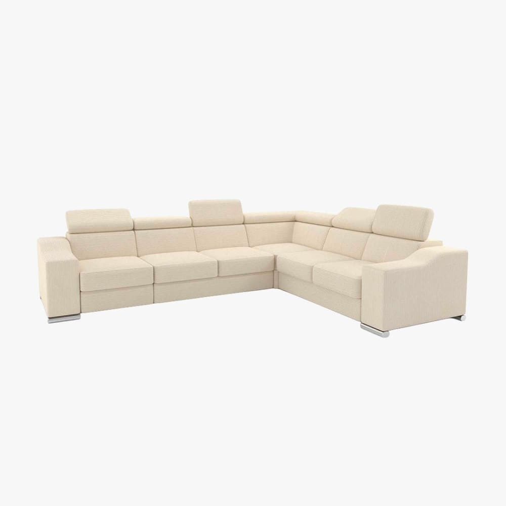 MOBILIER DECO Canapé d’angle convertible réversible en velours côtelé beige - Tissu