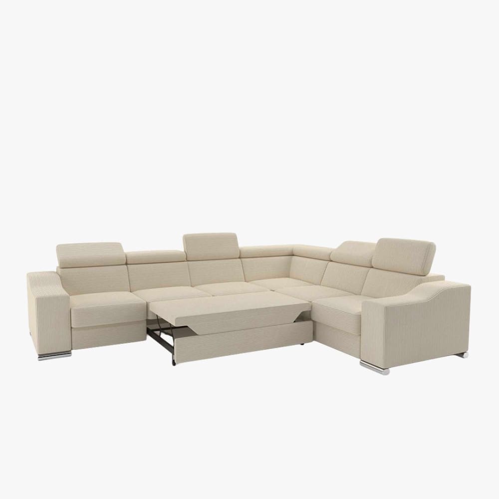 Canapé d’angle convertible réversible en velours côtelé beige - Maisons du Monde