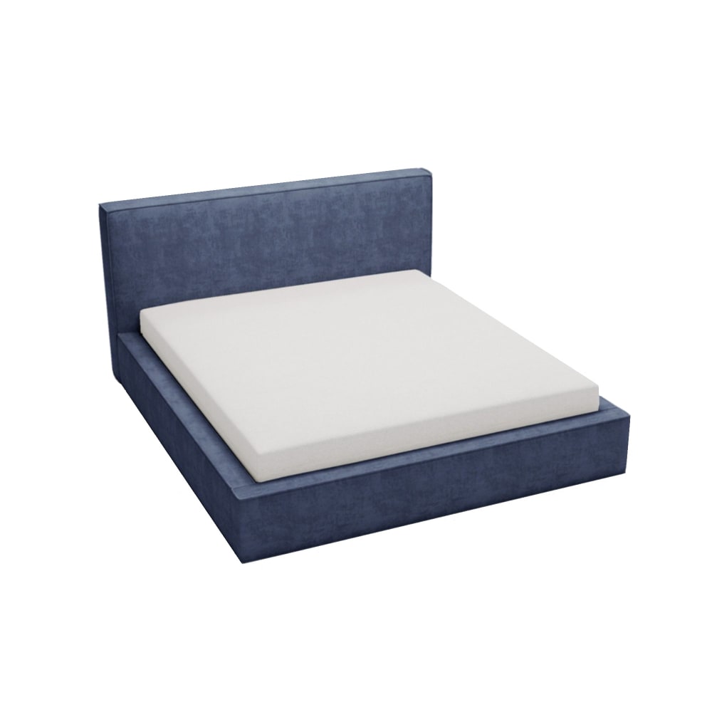 Lit rembourré avec rangement velours bleu 180x200