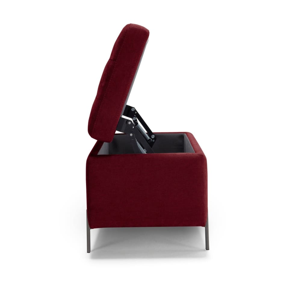 Banquette de rangement matelassée en tissu chenille bordeaux 110x45 cm - Maisons du Monde