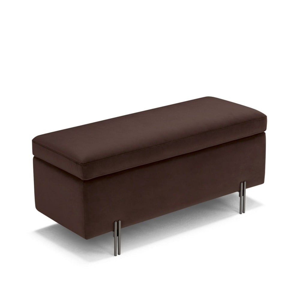 Banc conteneur fabriqué en Italie en velours marron 110x45 cm - Maisons du Monde