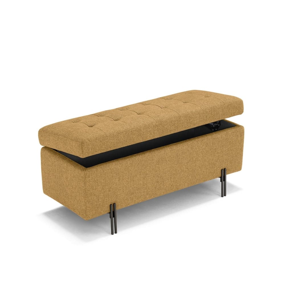 Banquette de rangement - tissu ocre