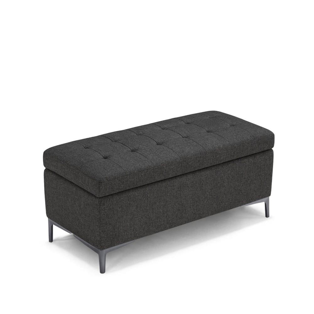 Banc rangement matelassée en tissu texturé anthracite 110x50 cm - Maisons du Monde