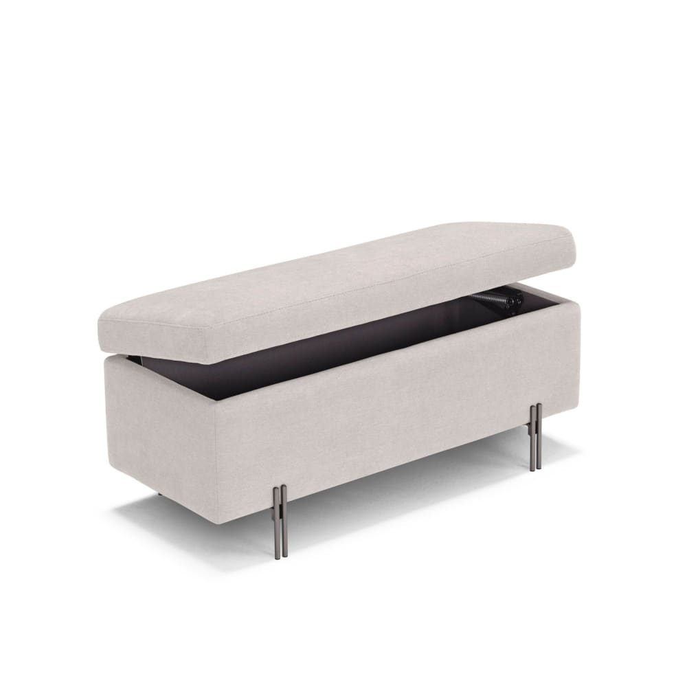Banc+conteneur+fabrique+en+Italie+en+tissu+chenille+beige+110x45+cm