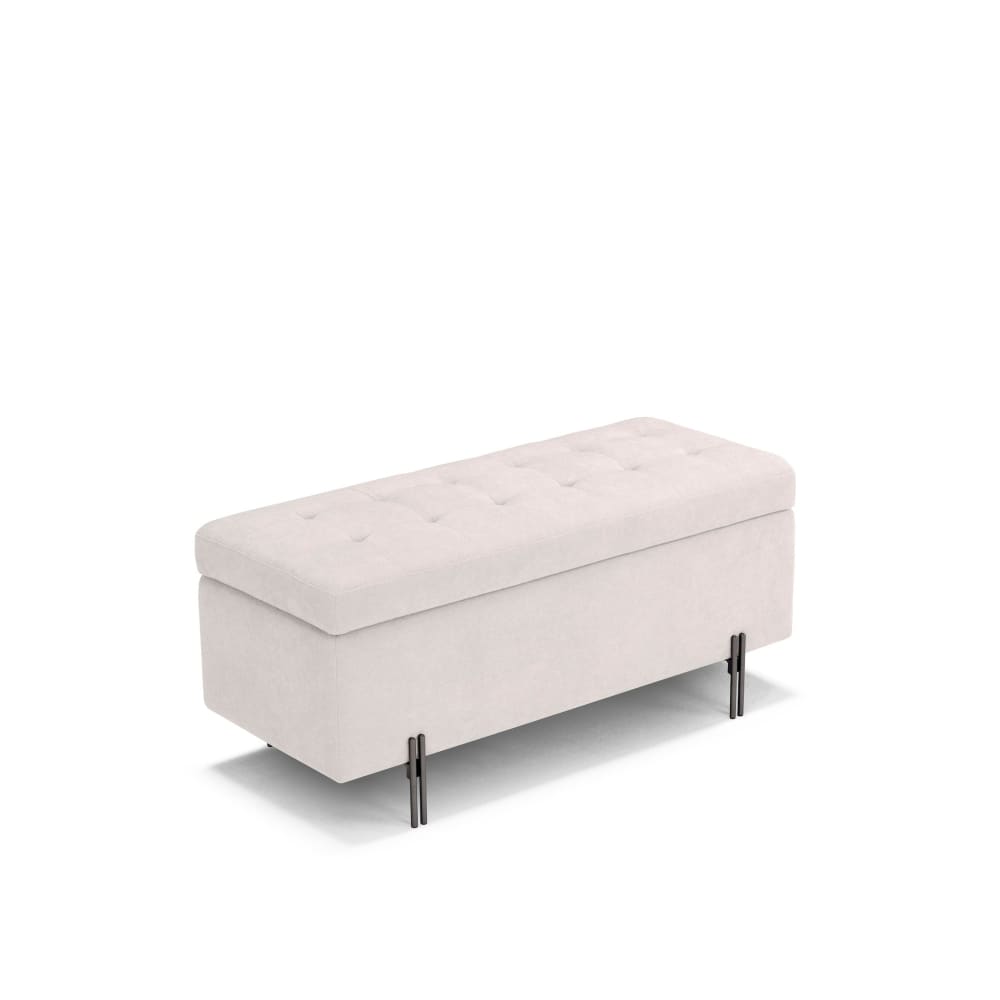 Banquette de rangement matelassée en tissu chenille beige 110x45 cm - Maisons du Monde