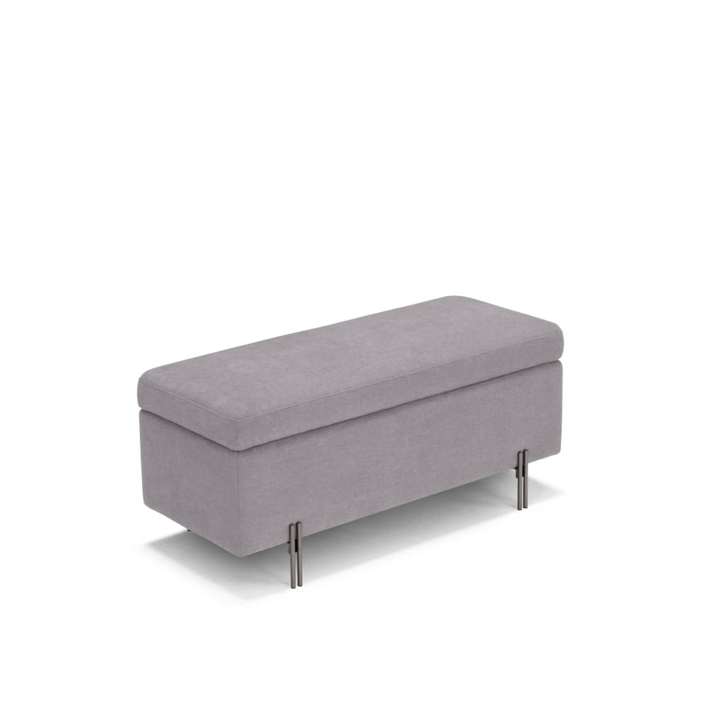 Banc de rangement en tissu chenille gris clair 110x45 cm - Maisons du Monde