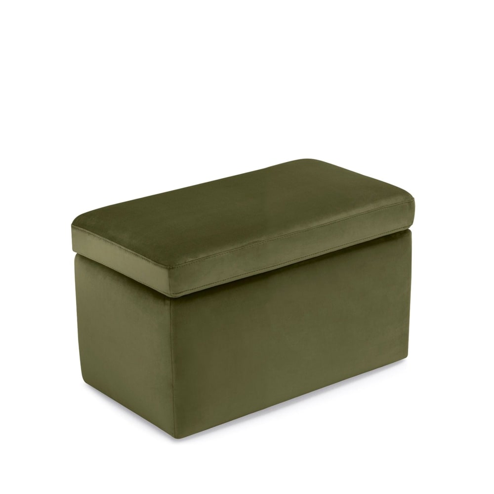 Banc conteneur fabriqué en Italie en velours vert 80x40 cm - Maisons du Monde