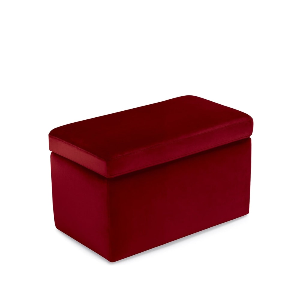 Banc conteneur fabriqué en Italie en velours bordeaux 80x40 cm - Maisons du Monde