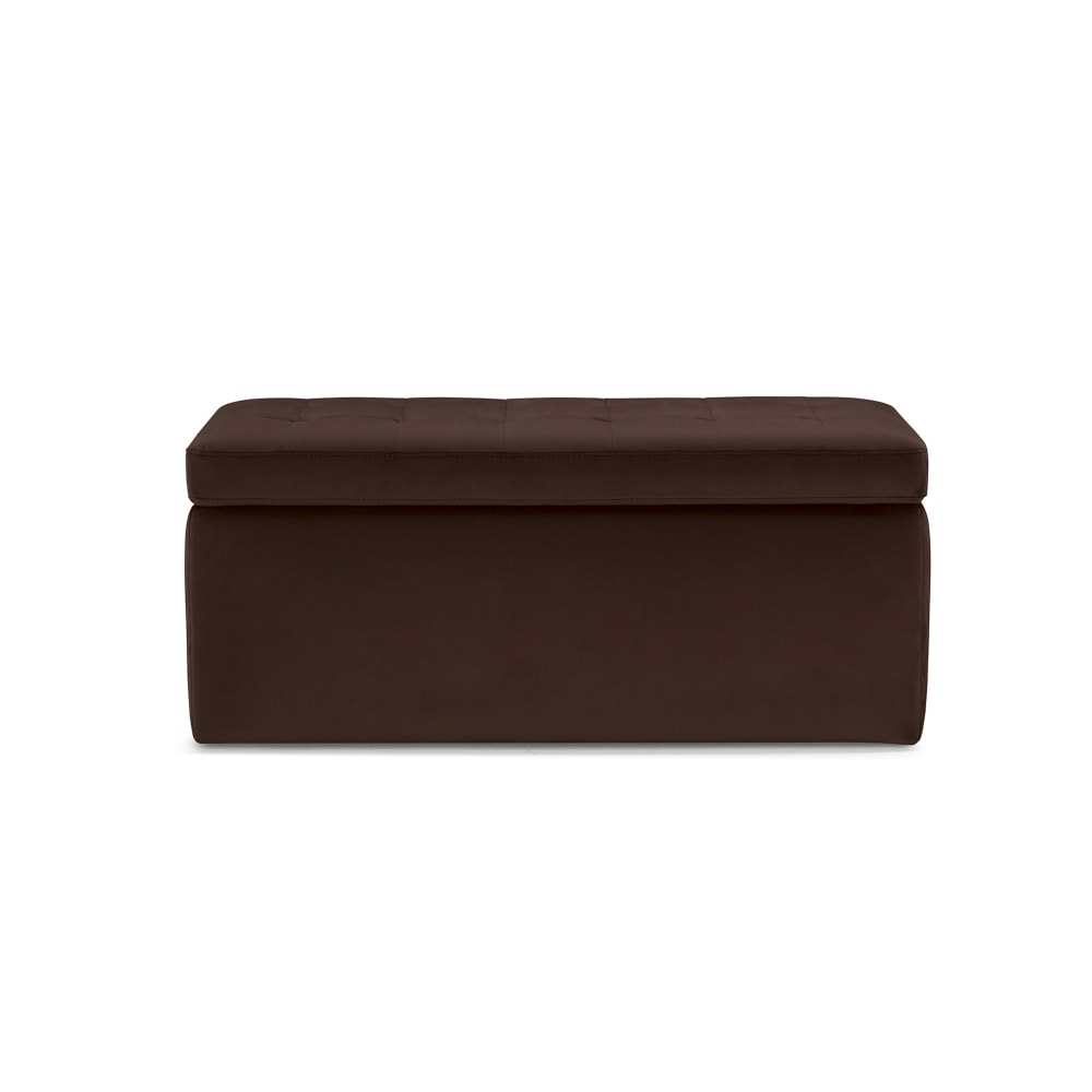 Banquette de rangement matelassée en velours marron 110x50 cm - Maisons du Monde