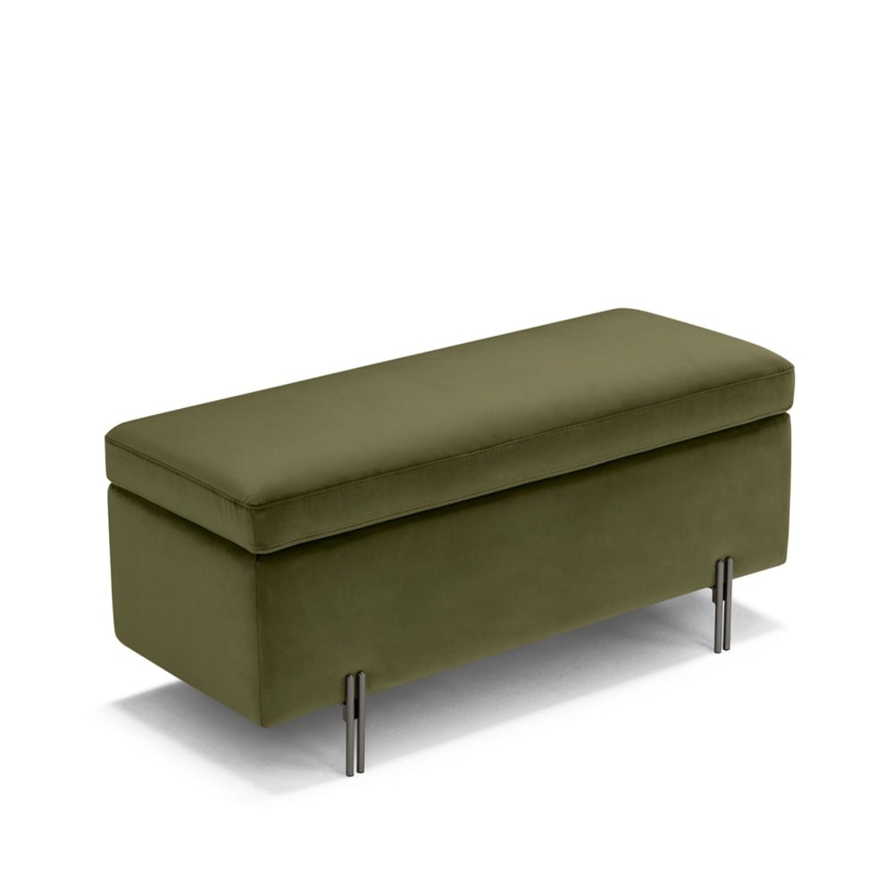 Banc conteneur fabriqué en Italie en velours vert 110x45 cm - Maisons du Monde
