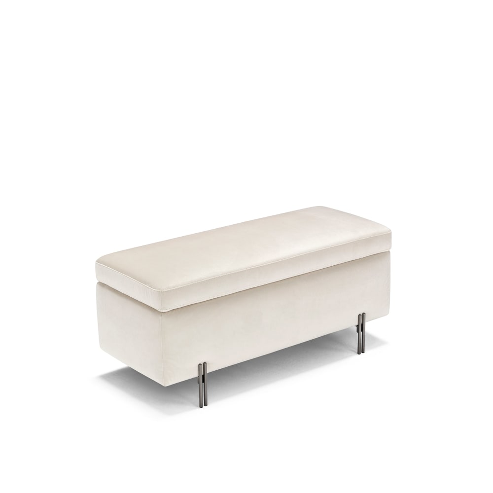 Banc conteneur fabriqué en Italie en velours beige 110x45 cm - Maisons du Monde
