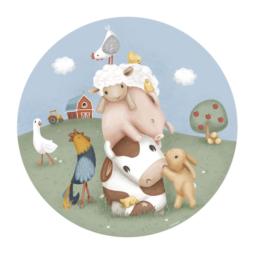 Papier peint rond petits animaux de la ferme 100cm — vue 3