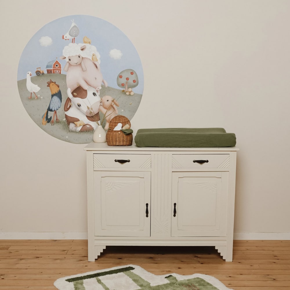 Papier peint rond petits animaux de la ferme 100cm — vue 4