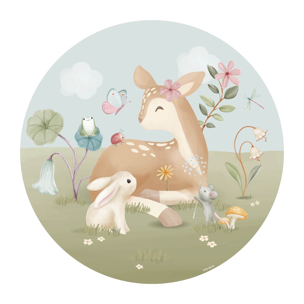 Papier peint rond petit faon et ses amis 100cm — vue 3