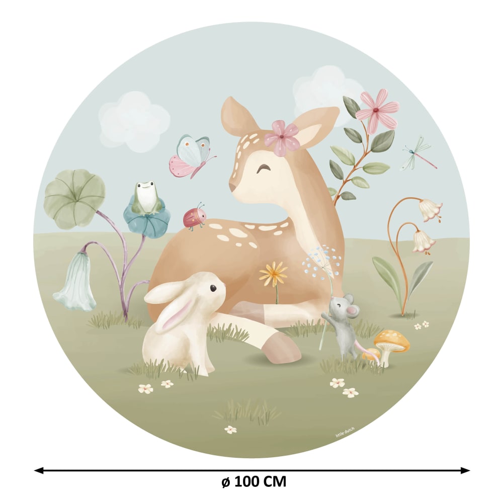 Papier peint rond petit faon et ses amis 100cm — vue 4
