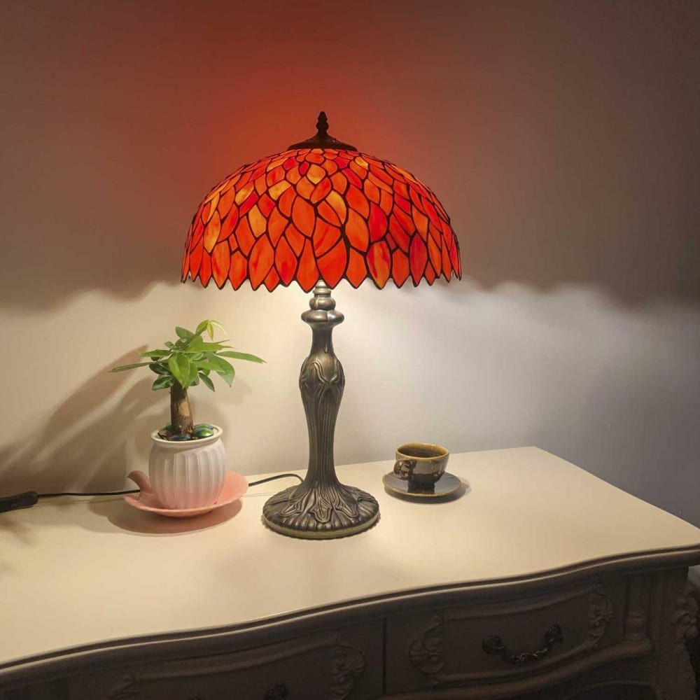 Lampe à poser en verre mosaique & pied en alliage de zinc — vue 3