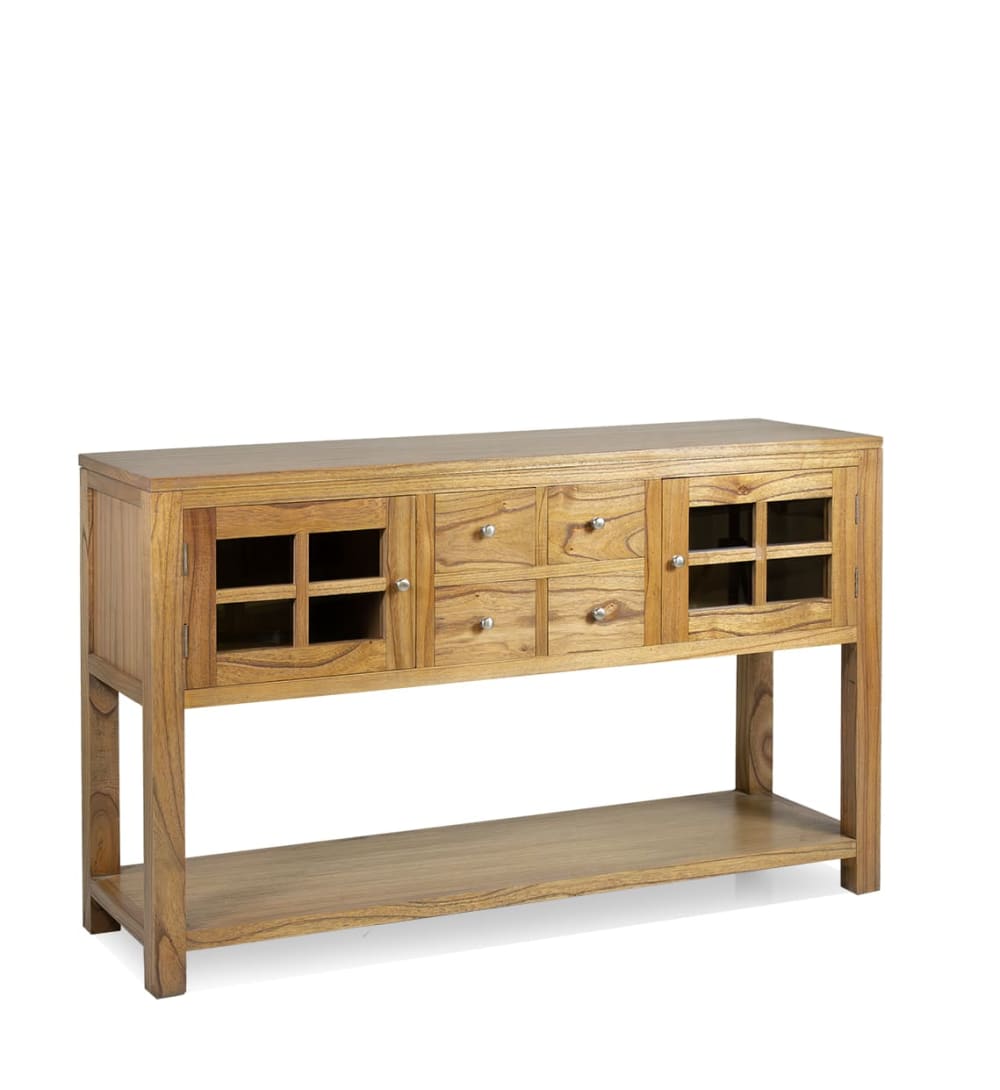 Console en bois beige L 128 cm