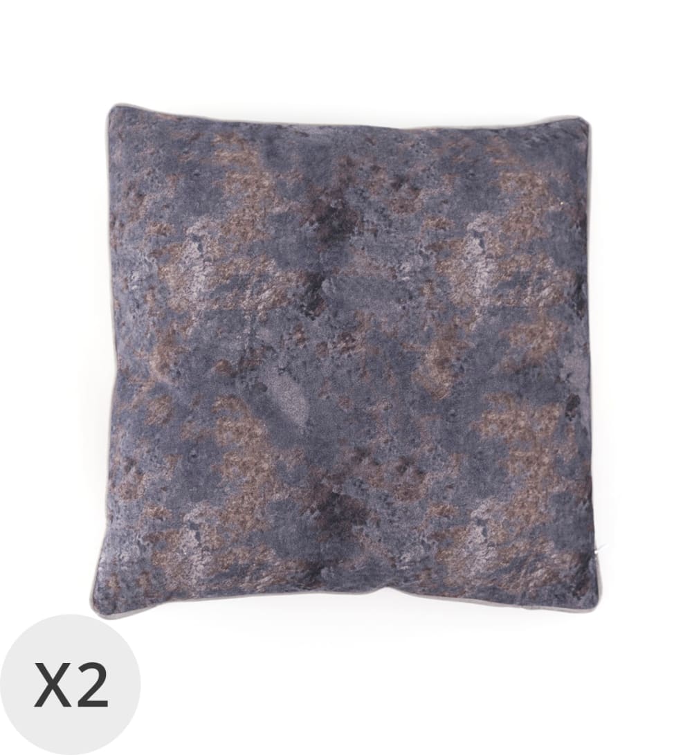 MOYCOR 2er Set Kissen aus Samt mit Struktur 45 x 45 cm, grau Gelb Pes - Polyester