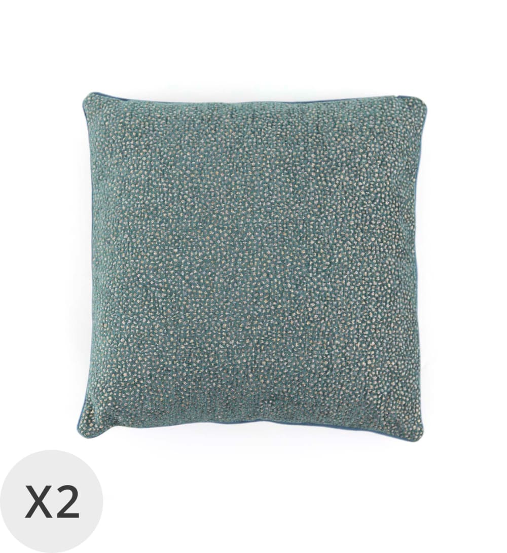 Set de 2 coussins en velours vert texture 45 x 45 cm