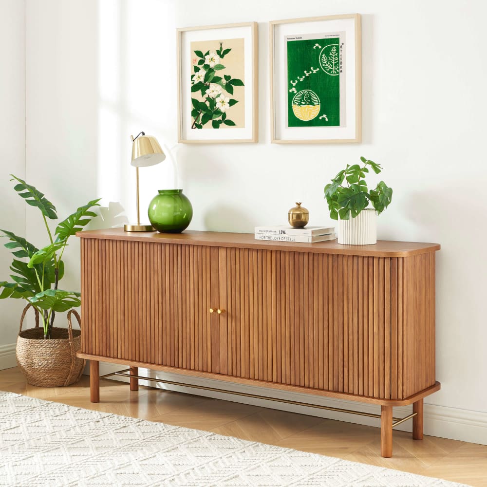 Buffet frêne foncé 2 portes tambour 160cm