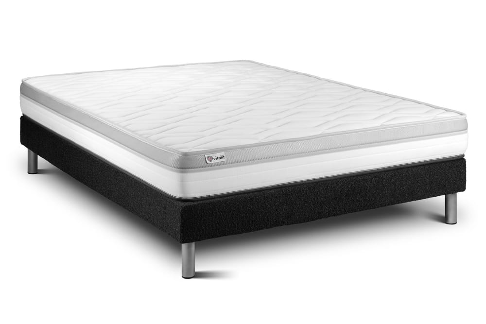 Ensemble 140x190 Matelas Mousse HD Sommier kit Noir