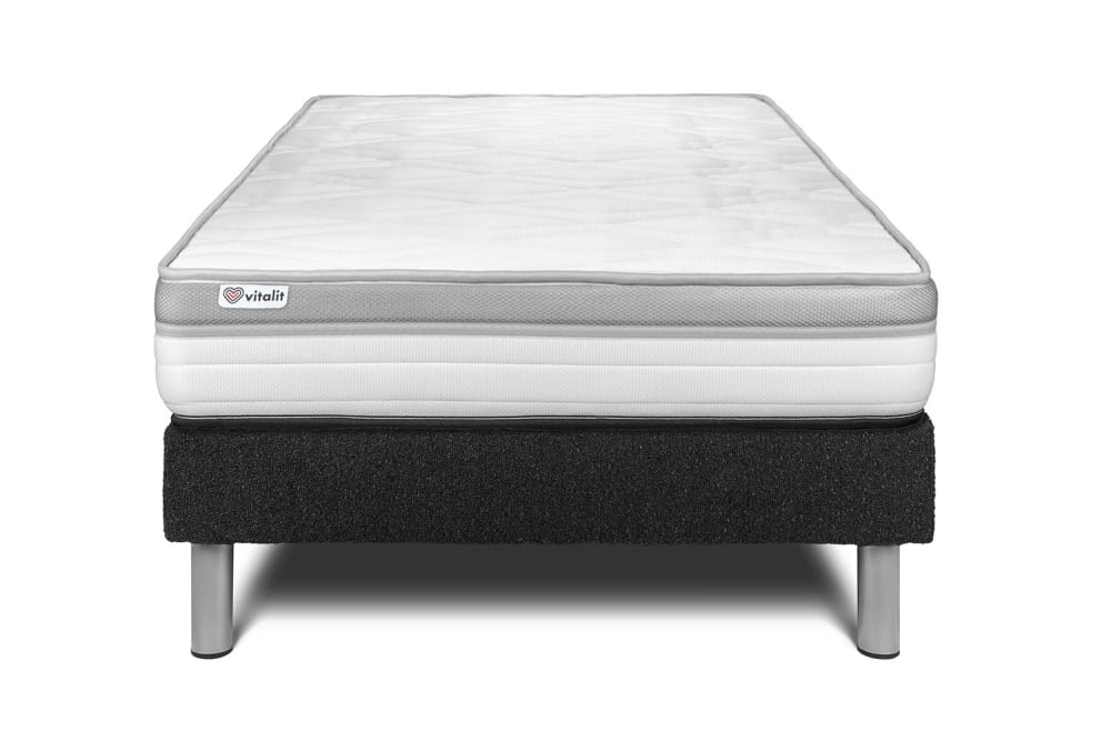 Ensemble 90x200 Matelas Mousse HD Sommier kit Noir