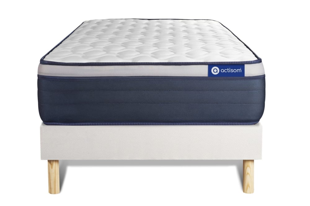 Ensemble 90x200 Matelas Mémoire de forme Sommier kit Blanc