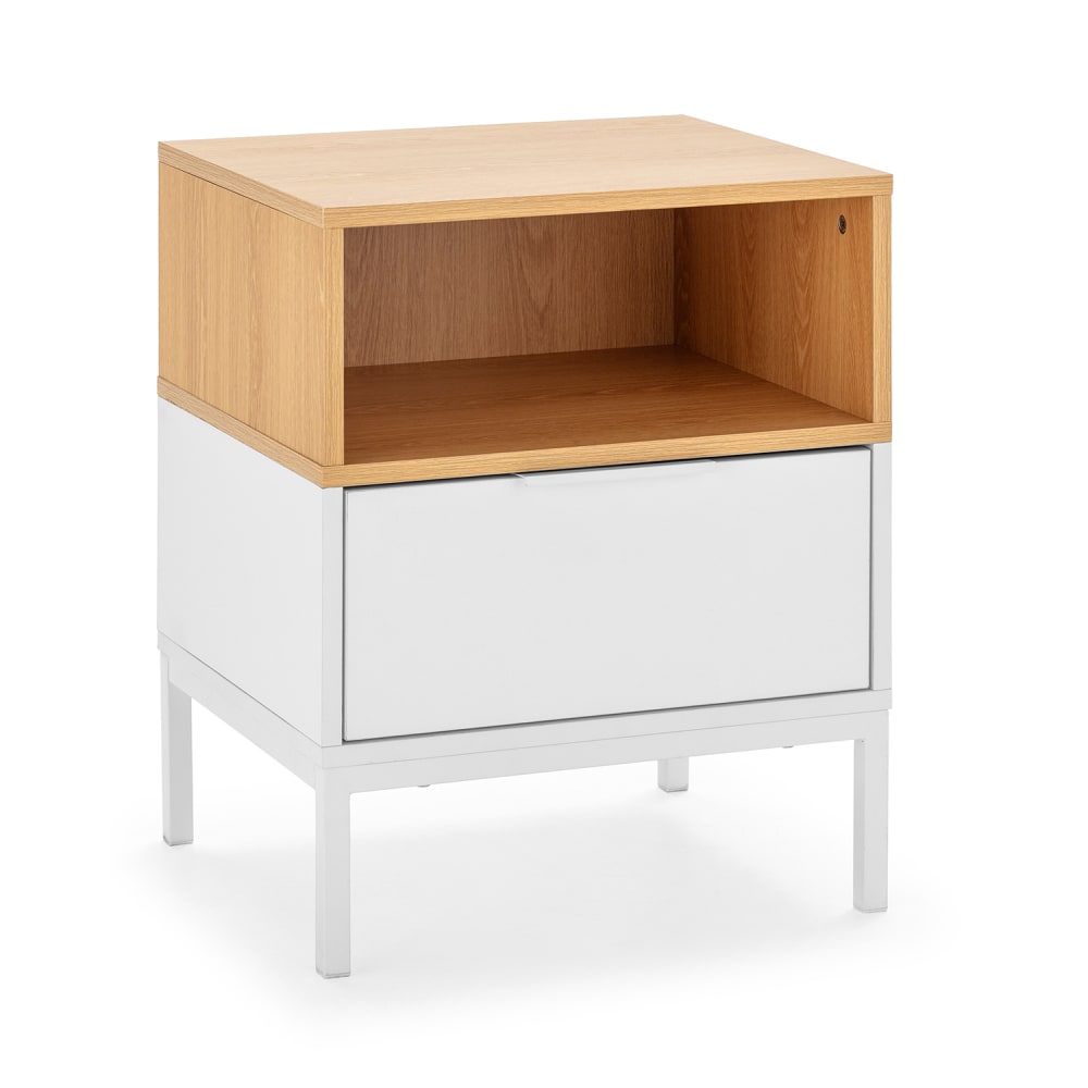 HOMN Nachttisch 1 schublade Weiß style modern Weiß Spanplatte