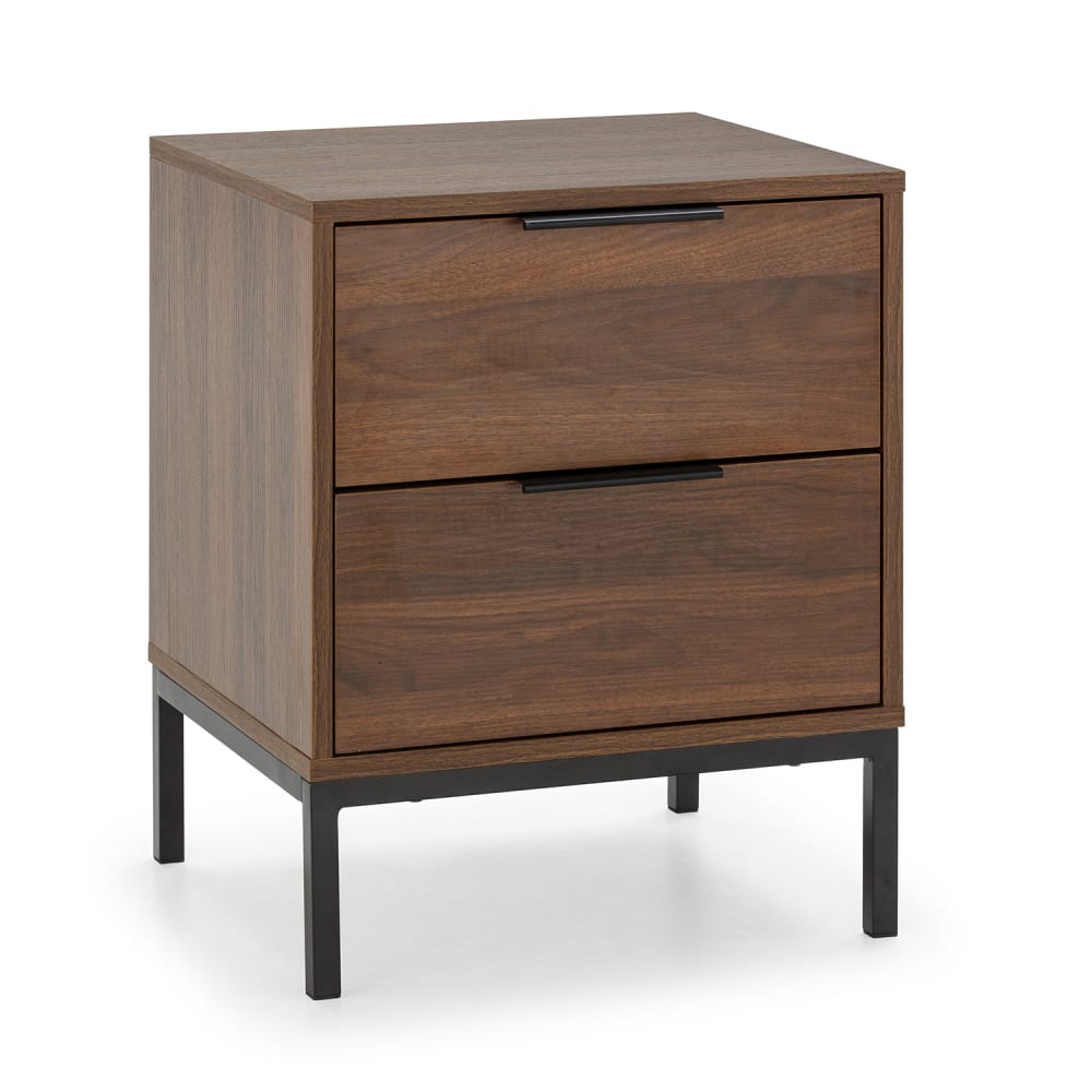 HOMN Nachttisch 2 schubladen Walnussfarbe style modern Braun Spanplatte