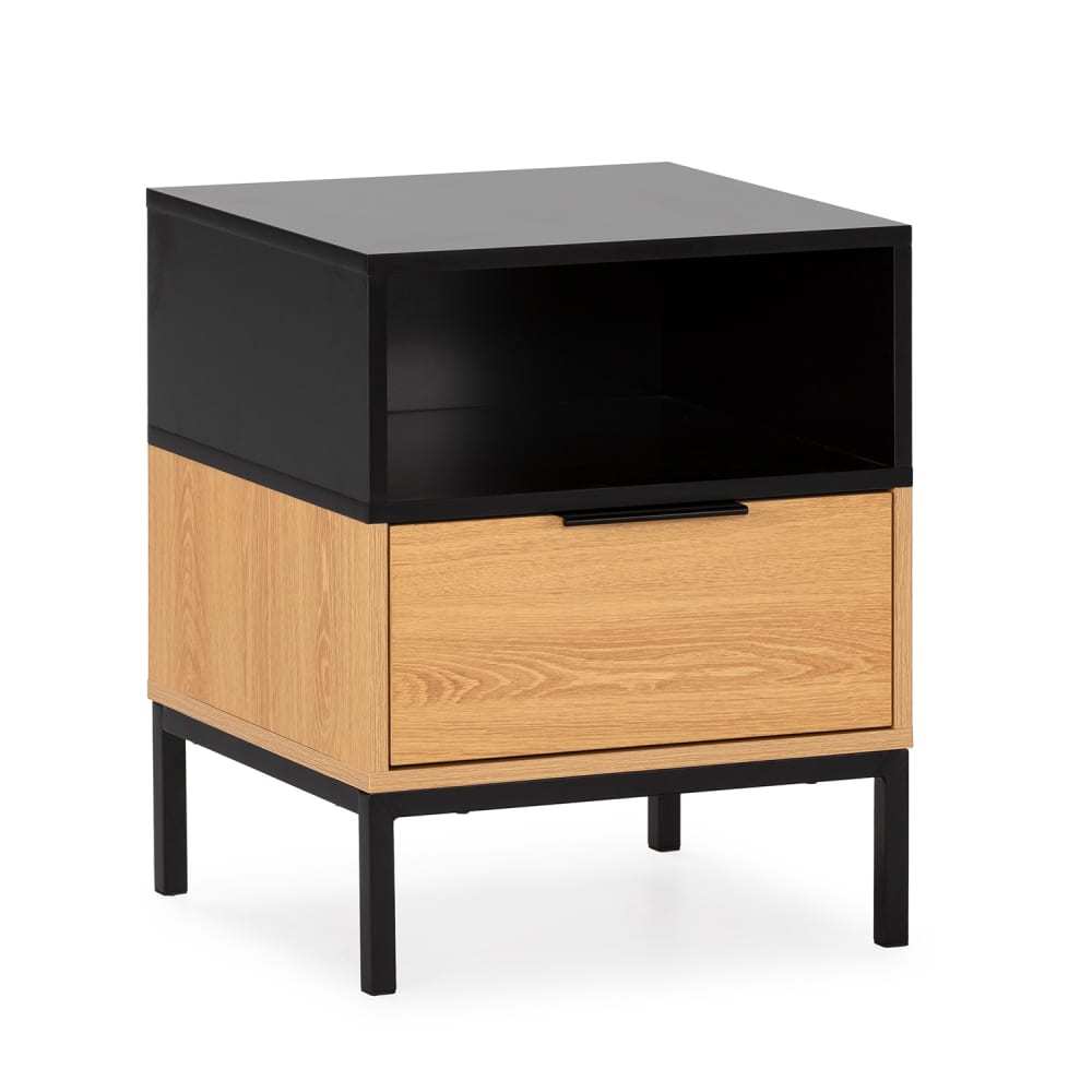 HOMN Nachttisch 1 schublade Eichenfarbe style modern Braun Spanplatte