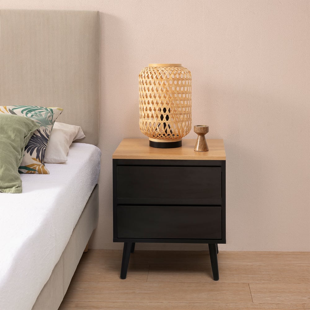 Table de chevet 2 tiroirs couleur Noir